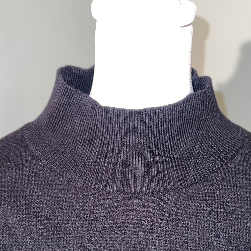 Black Mock Turtleneck Tunic Sweater with Cheetah Pattern Sz S - Picture 6 of 8